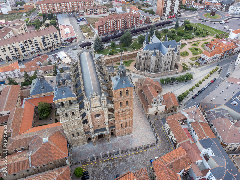 Castilian Charm - Unveiling the Cathedral and Episcopal Palace of Astorga during Summer in Spain