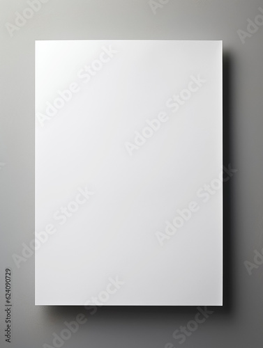 Blank white poster on a gray background. 3d rendering.AI Generated