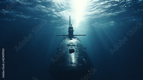Stampa su tela Military submarine diving underwater