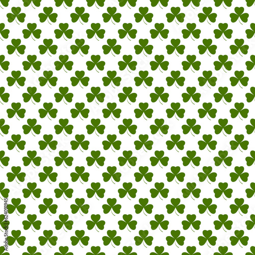 Green clover seamless pattern, transparent background, PNG illustration