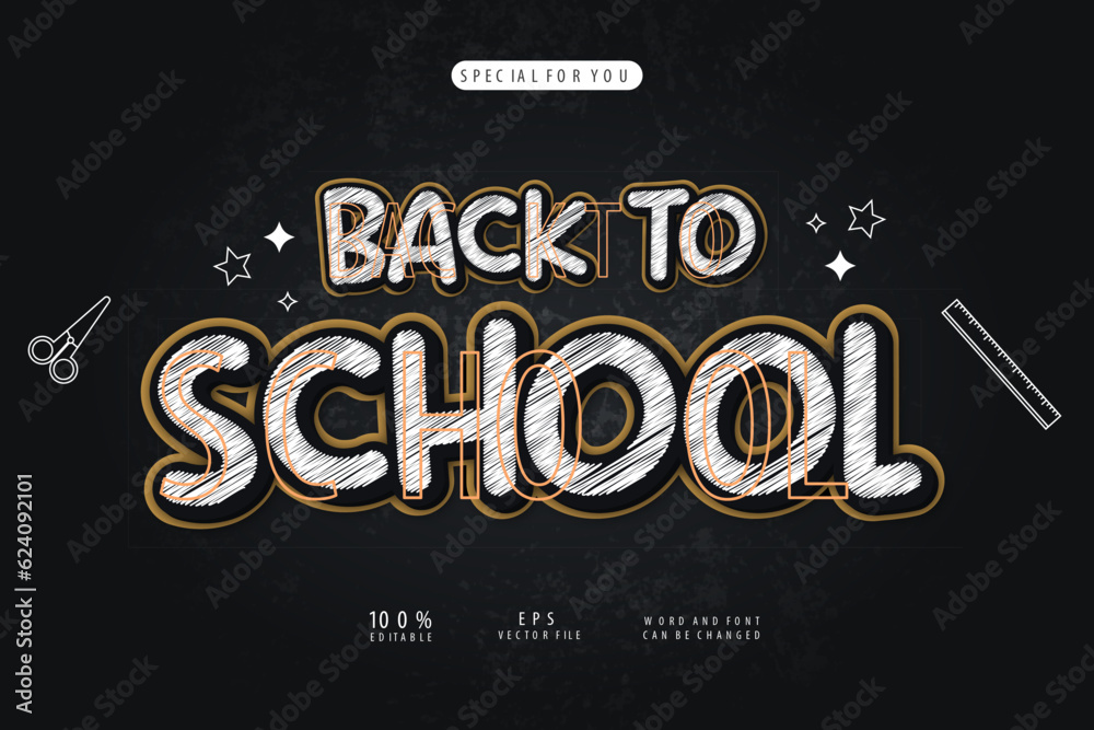 back to school text effect with black blackboard and texture background
