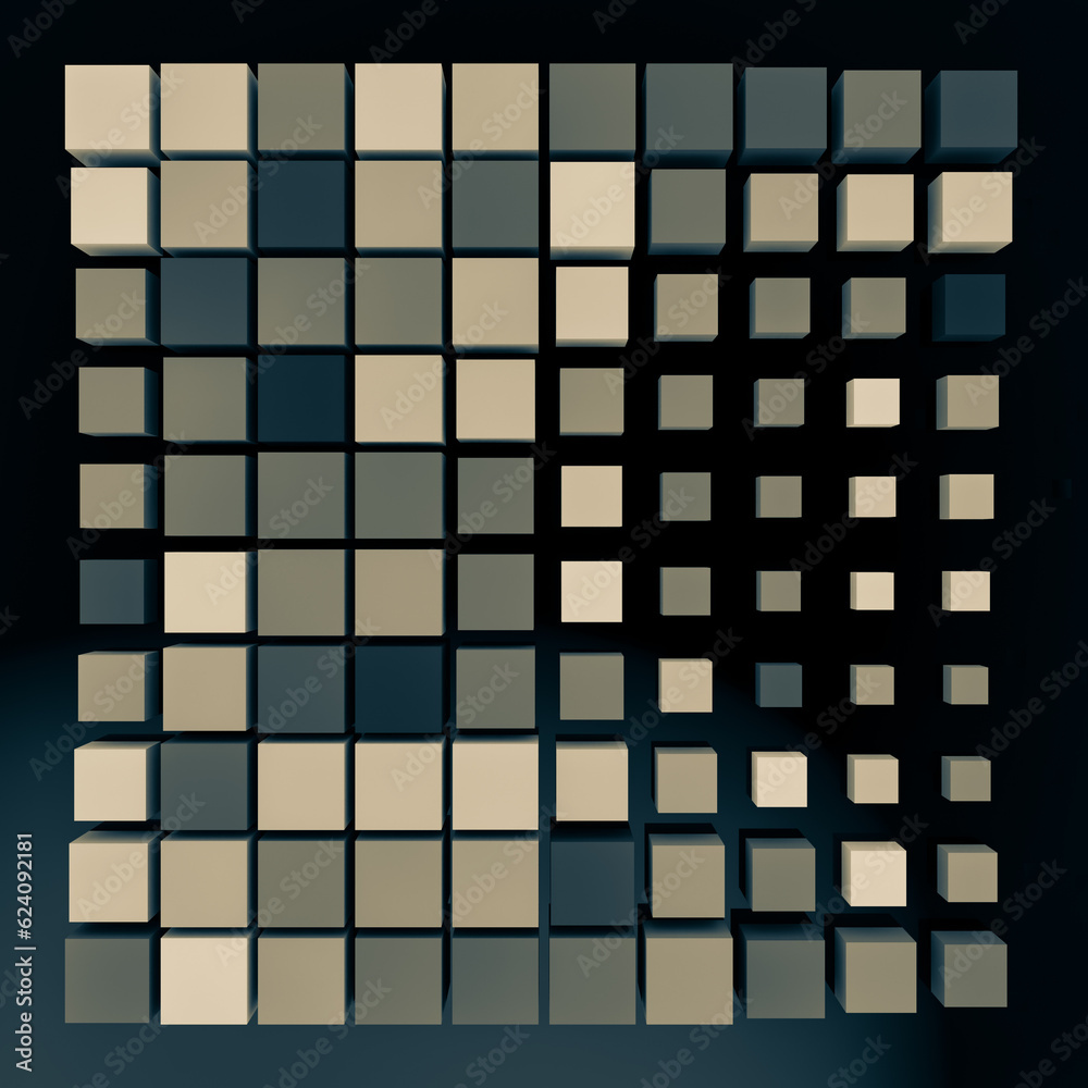 Fototapeta premium abstract cubes in a grid formation, with monochrome muted tones.