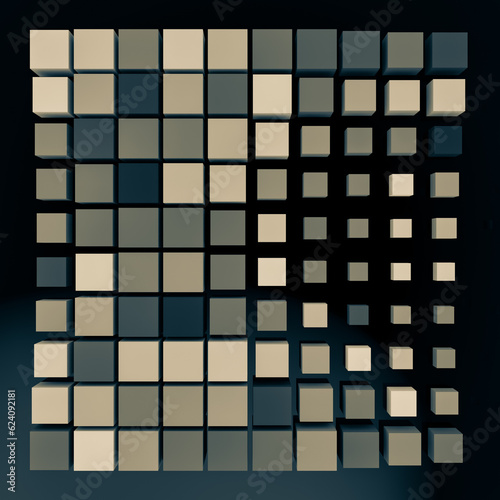 abstract cubes in a grid formation, with monochrome muted tones.
