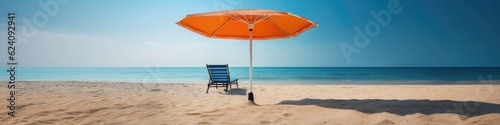 Beach umbrella on the beach. Generative AI