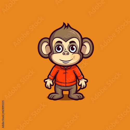 minimalistic vector Image of funny monkey cartoon