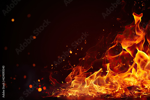 Realistic Isolated Fire Effect on Black Background: Sparkles, Flame, and Light. created with Generative AI