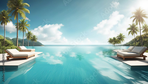 Infinity pool with copy space photo