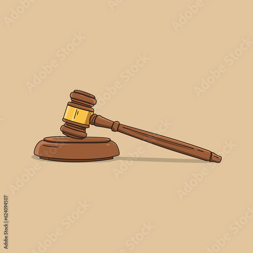 Illustration of legal consulting attorney's hammer for dealing with cases in court, perfect for legal consulting services. judge's gavel