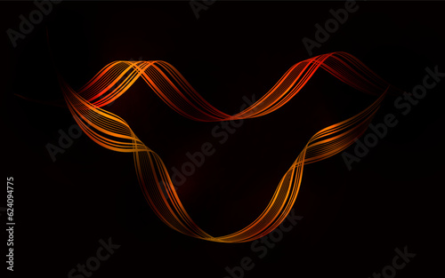 Isolated golden twisted curly frame on a black background