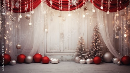 Beautiful Colorful Festive Christmas Backdrop Wallpaper Texture. Generative AI illustration.