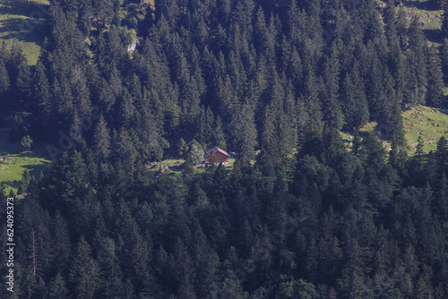 Small cottage in middle of Appenzell alps mountain 