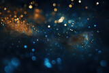 Elegant Sparkling Night Abstract Glitter Lights in Blue, Gold, and Black. created with Generative AI