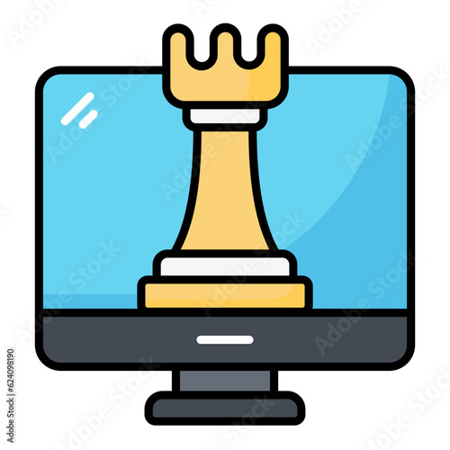 Online Chess Line Color Icon