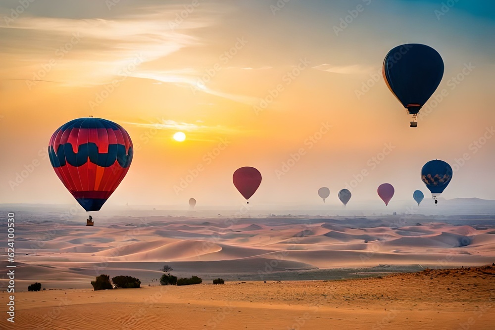 Naklejka premium hot air balloon at sunrise