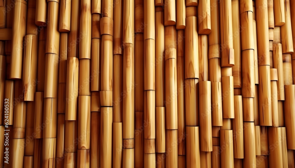 Fototapeta premium Round Bamboo Wood Planks Generative AI