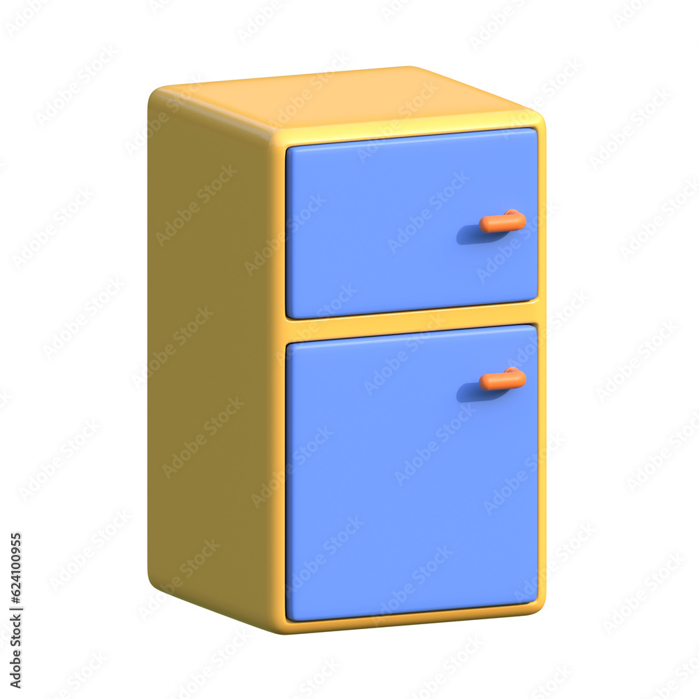 3d icon of furniture with fridge 3d icon of furniture with fridge