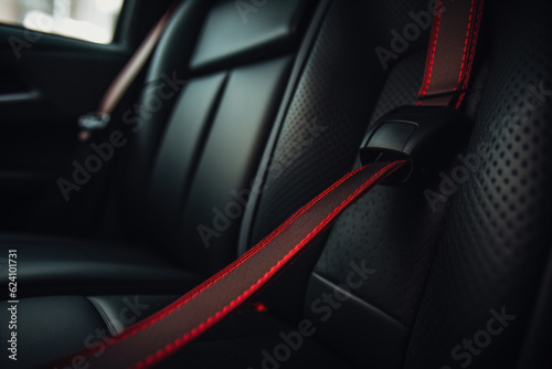 The seat belt in an automobile. AI generated