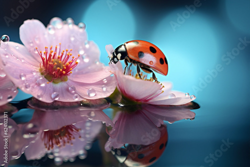 Nature flower bug daisy beauty small insect macro ladybug wildlife ladybird red black photo