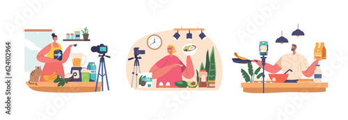Food Blogger Female Character Showcases Healthy And Nutritious Sport-based Recipes Cooking On Camera