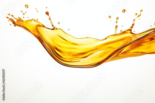 Oil Splash. Isolated 3d Illustration of Olive Oil or Engine Oil Splash on White Background with Clipping Path: Generative AI