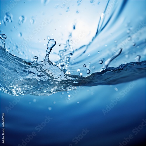Crystal Clear Pure Blue Fresh Splashing Fluid Motion Water Background