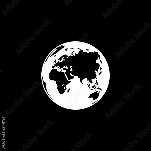 World Map on Globe Silhouette  for for Icon  Symbol  App  Website  Pictogram  Logo Type  Art Illustration or Graphic Design Element. Vector Illustration