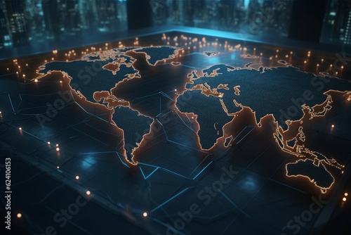 Exploring the Digital Sphere: Mapping the Global Business Network in a Blue Abstract World, generative AI