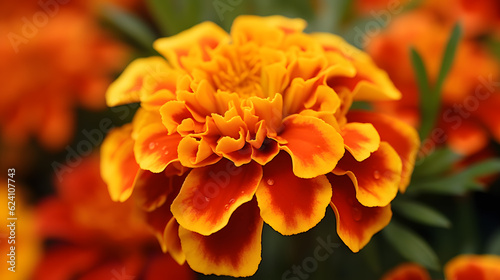 French marigold tagetes patula close up macro photo