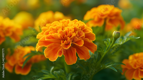 French marigold tagetes patula close up macro