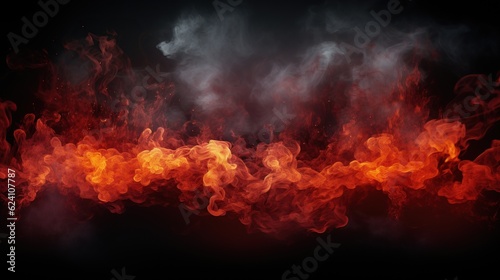 Hot Fire flames on black background AI generated image © orendesain99