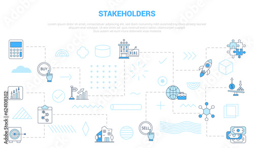 stakeholders concept with icon set template banner with modern blue color style