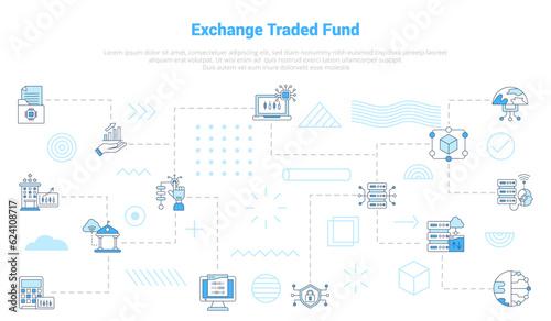 etf exchange traded fund concept with icon set template banner with modern blue color style