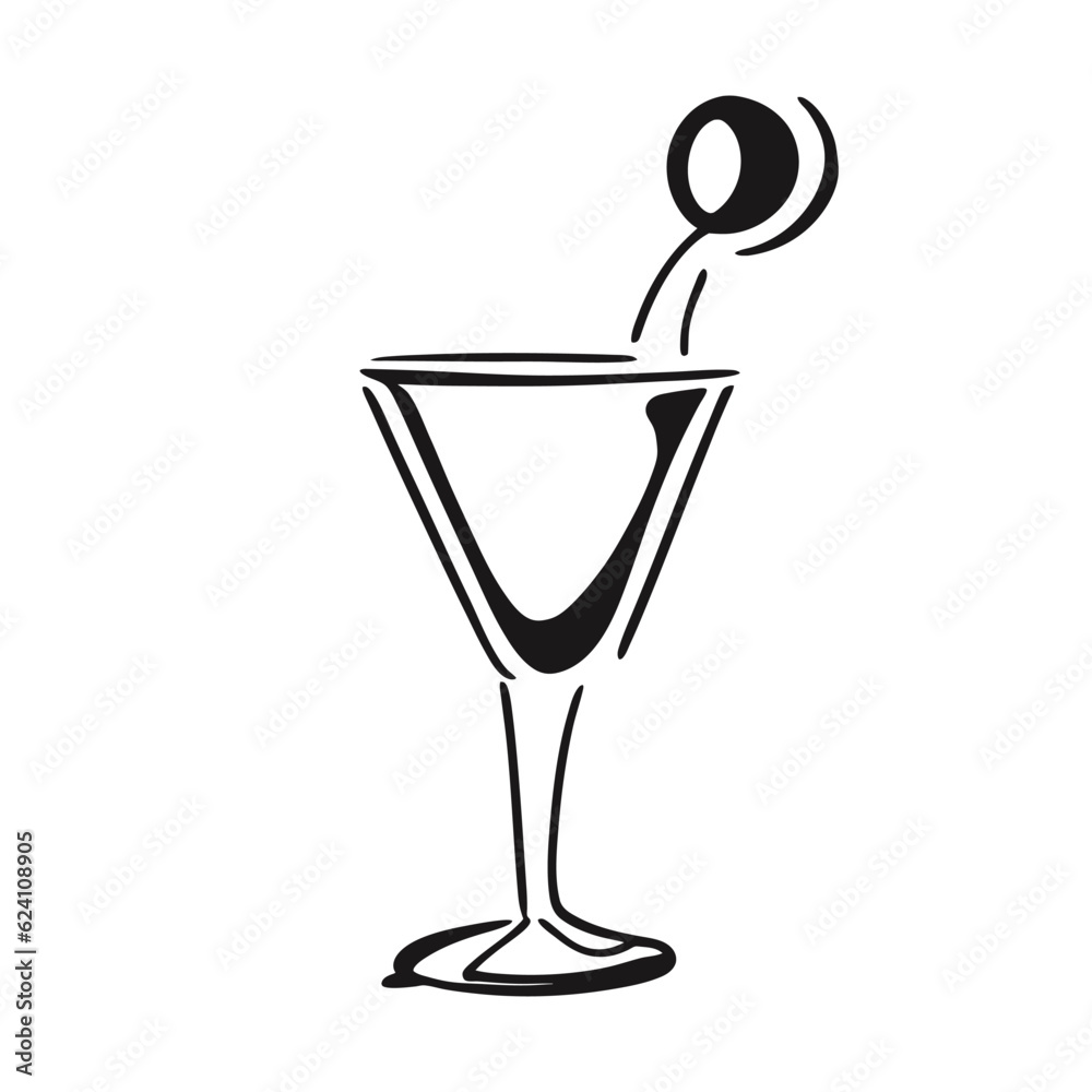 Cocktail glasses line art Stock Vector