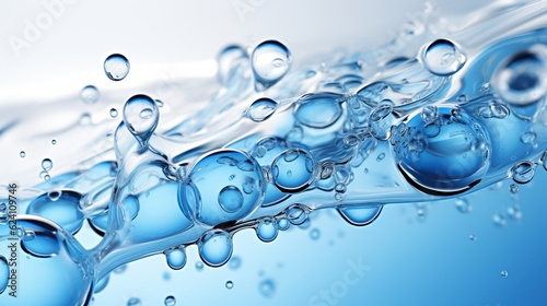 Beautiful transparent cosmetic blue gas bubbles water AI generated image