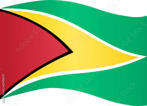 Guyana flag wave isolated on png or transparent background