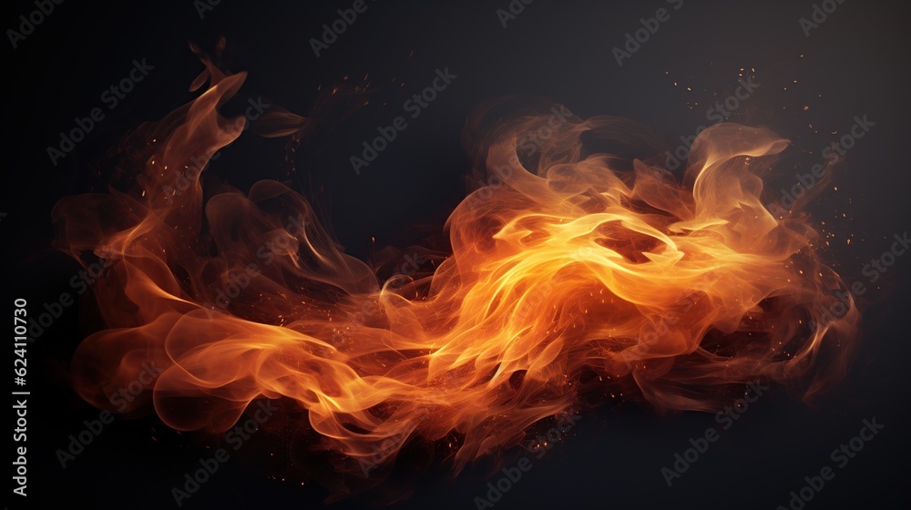 Fototapeta premium Hot Fire flames on black background AI generated image