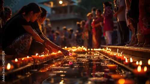 Diwali celebration with lights on Diwali day in India country AI generated image © orendesain99