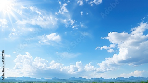 Beautiful Sky with blue and white clod fluffy on day AI generated image