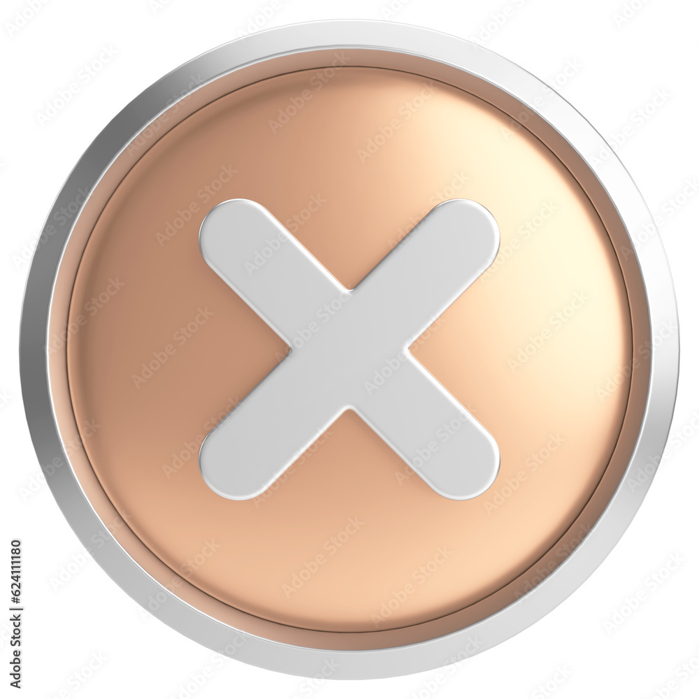Obraz premium 3D close button. Cross sign. 3D illustration.