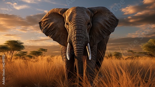 Big Elephant on the plains of the Africa AI generated image © orendesain99