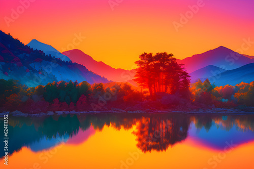 sunrise over the mountains. generative ai © fabricx.