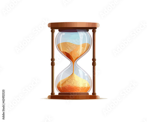 Vintage hourglass flowing sand for time countdown. Vector illustration desing.