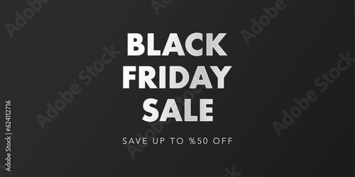 Black Friday Sale typographic banner poster. 3d realistic shiny white bold calligraphic text. Vector illustration for social media, website, discount, mobile, promo, store.