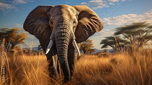 Big Elephant on the plains of the Africa AI generated image