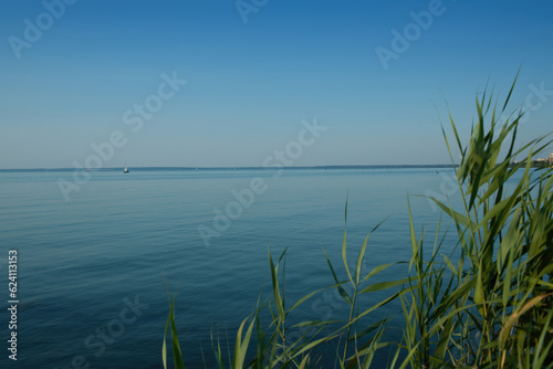 View of the Lake Balaton in the evening.Summer season.