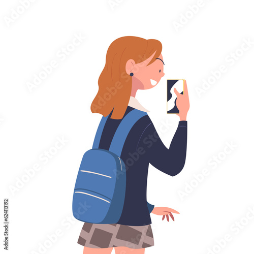Cyberbullying with Teen Girl Engaged in Hate and Online Harassment with Smartphone Vector Illustration