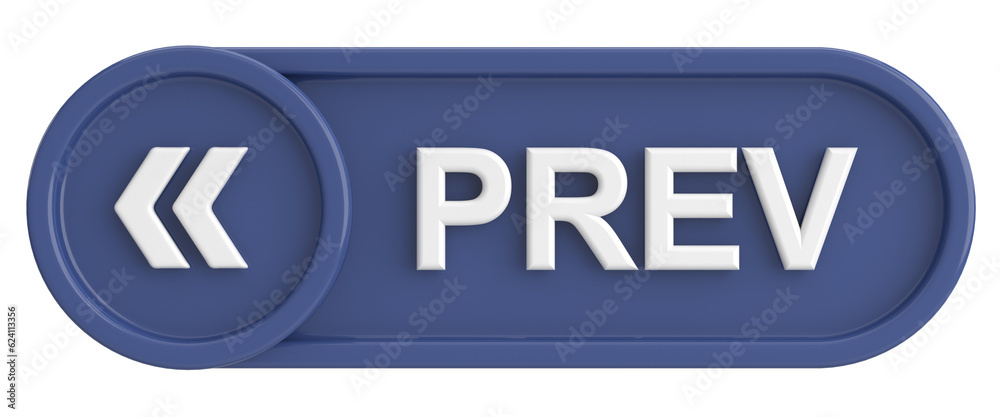Previous button. Back button. 3D illustration. Previous button. Back button. 3D illustration.