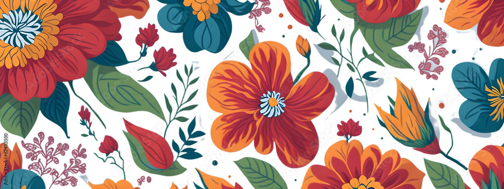seamless floral pattern flower patterns, step repeating patterns design, fabric art, flat illustration, Vector