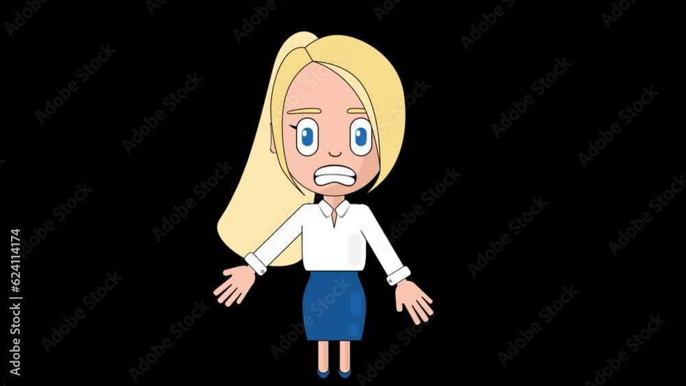 Vidéo Stock Woman Confused Animation Character Talking Head Loop Alpha ...