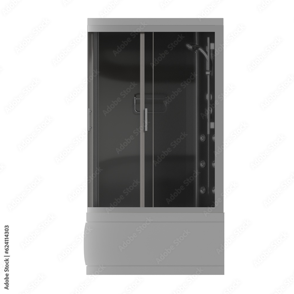 shower cabin isolated on white background, 3D illustration, cg render